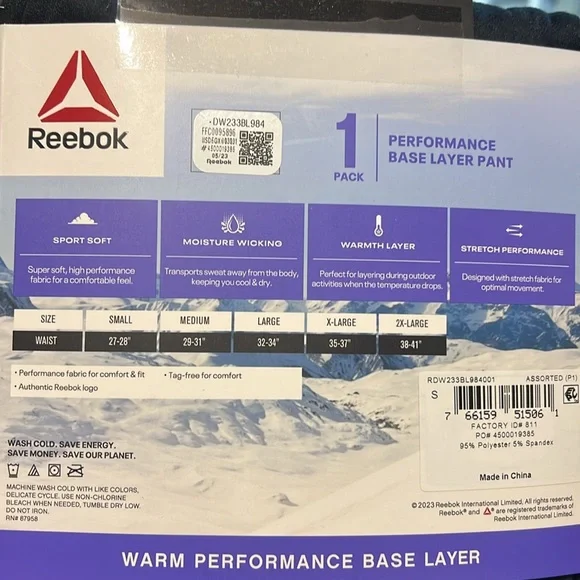 Reebok Women's Base Layer Pant, 1 Pack, Size S-2XL - Picture 5 of 8